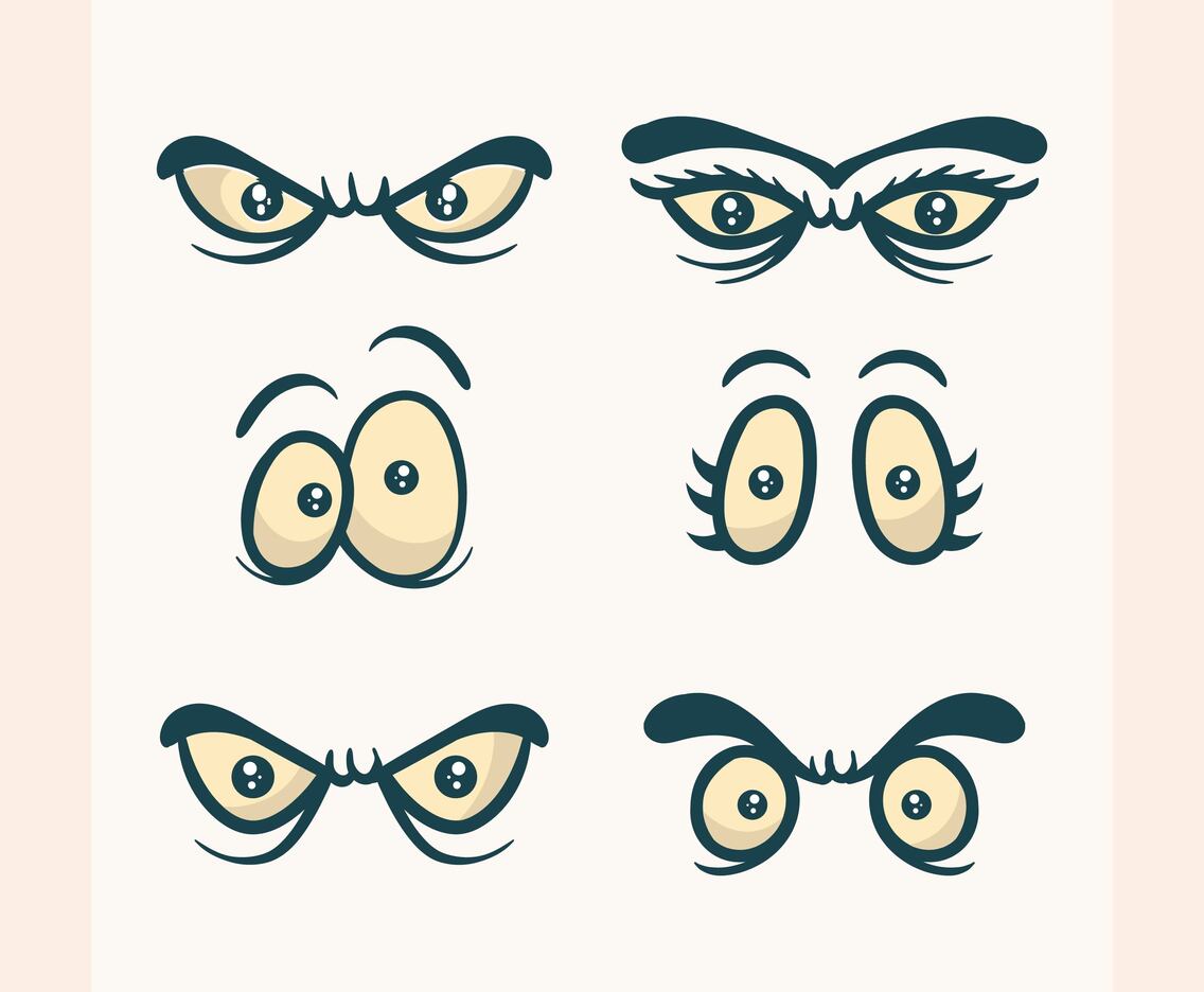 Flat Cartoon Eyes Vector Clipart Collection