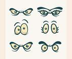 Flat Cartoon Eyes Vector Clipart Collection