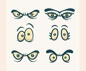 Flat Cartoon Eyes Vector Clipart Collection