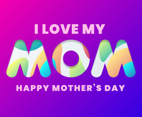 Mom Typography Design With Abstract Flowing Shapes Isolated Background