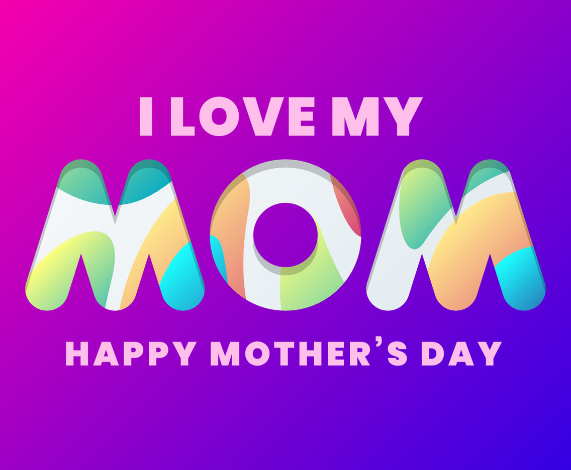 Mom Typography Design With Abstract Flowing Shapes Isolated Background