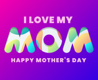 Mom Typography Design With Abstract Flowing Shapes Isolated Background