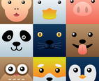 Colorful Simple Animal Faces Element Set