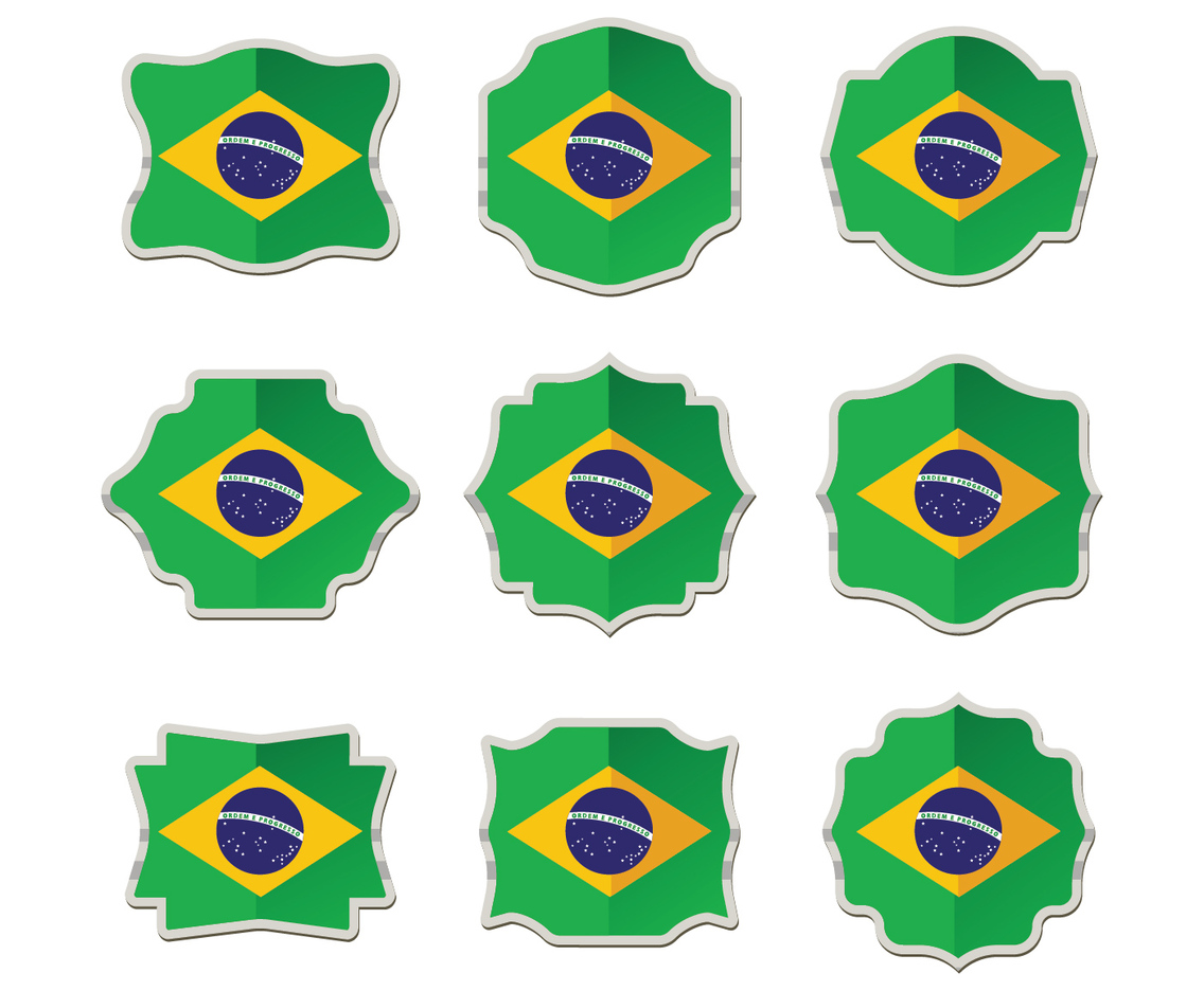 Brazil Flag Collection of Label, Stickers and Badge