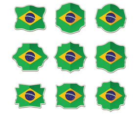 Brazil Flag Collection of Label, Stickers and Badge