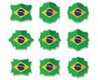 Brazil Flag Collection of Label, Stickers and Badge