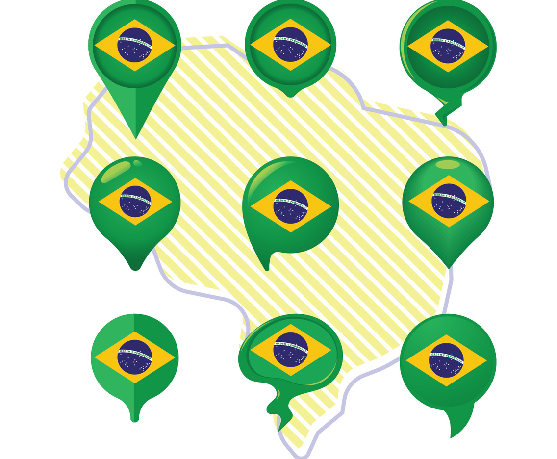 Brazil Flag and Map pointer