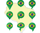 Brazil Flag and Map pointer