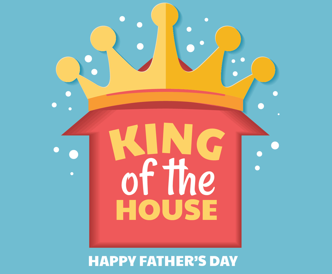 King of the House. Happy Fathers Day Vector Lettering Concept