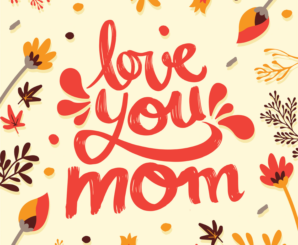 Love You Mom Typography Vector Design