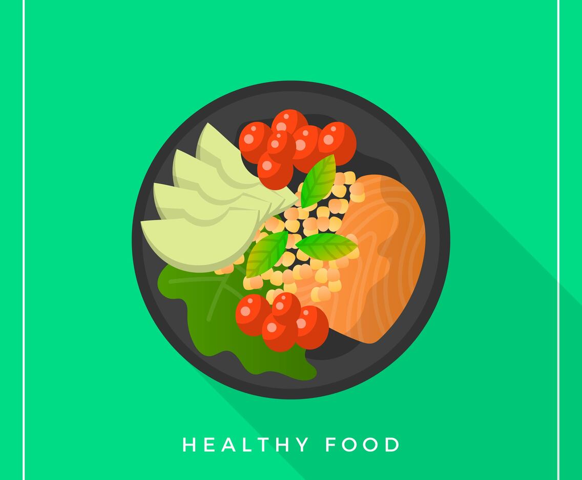 Flat Healthy Meals Food Vector Illustration