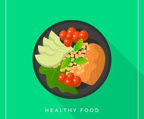 Flat Healthy Meals Food Vector Illustration