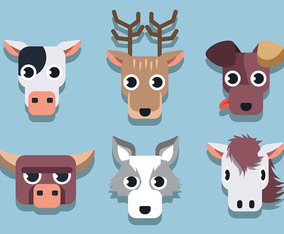 Animal Faces Set