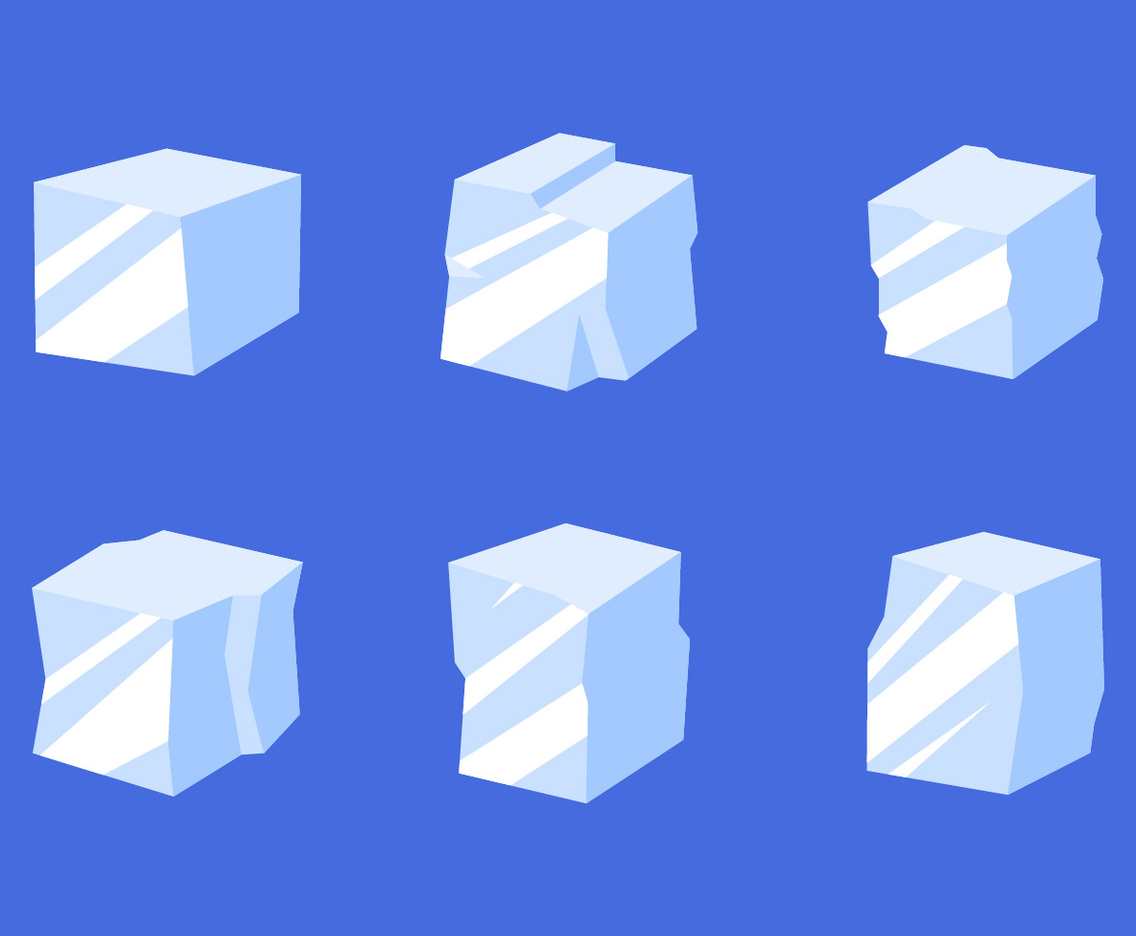 Flat Ice Cube Clipart Vector