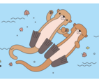 Adorable Otters Vector