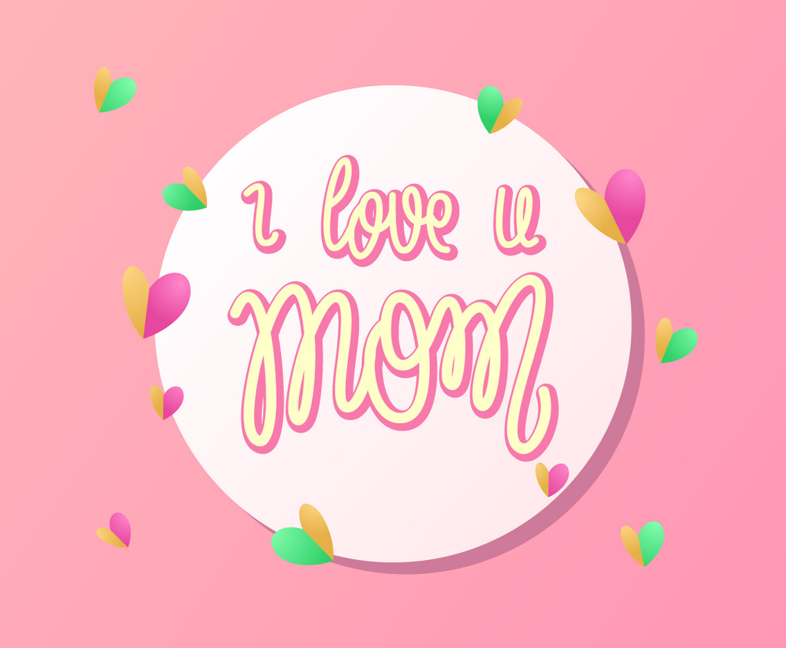 Hand Lettering I Love U Mom Typography Vector