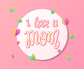 Hand Lettering I Love U Mom Typography Vector