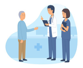 Healthcare Characters With Old Patient.