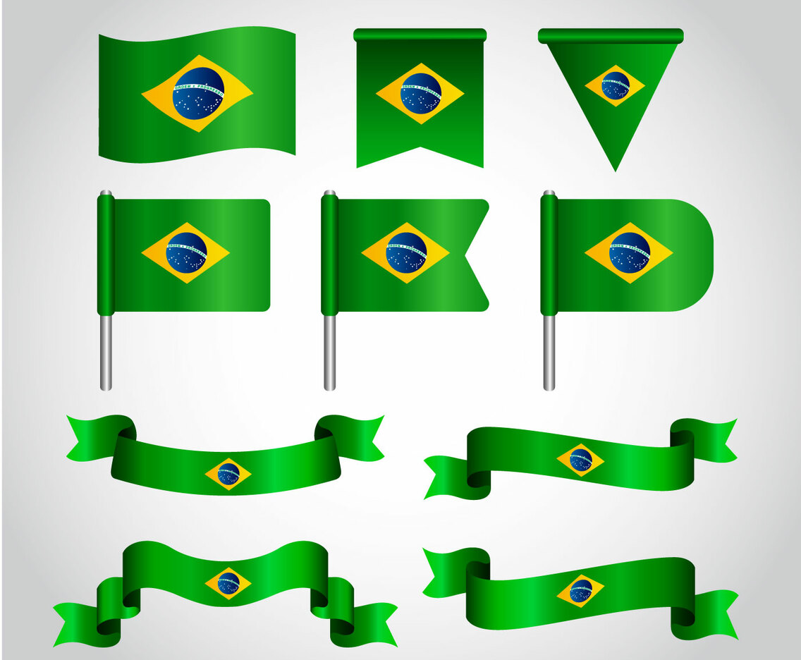 Brasil Flag Clipart Set