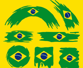 Brush Brasil  Flag Clipart Set