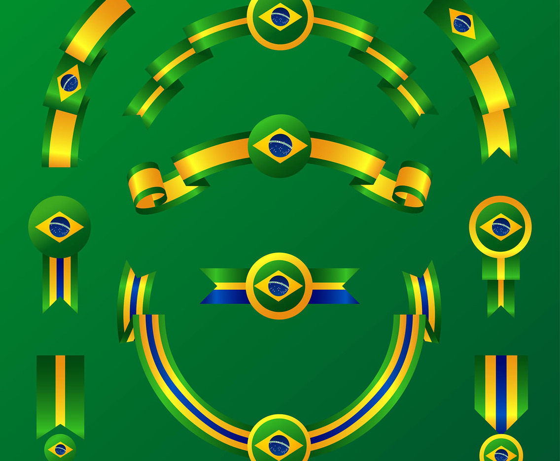 Brasil Ribbon Flag Clipart Set