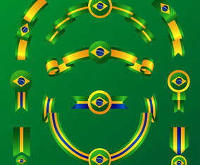 Brasil Ribbon Flag Clipart Set