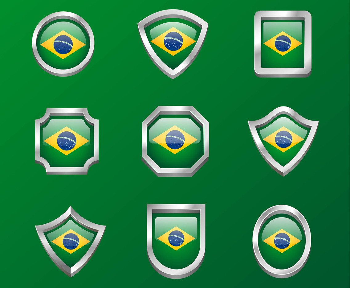 Brasil Emblem Flag Clipart Set