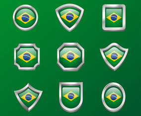 Brasil Emblem Flag Clipart Set
