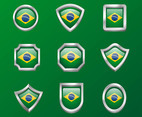 Brasil Emblem Flag Clipart Set