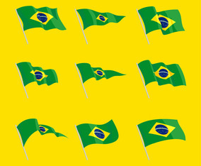 Brasil Wavin Flag Clipart Set