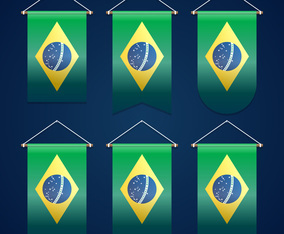 Brazil Ribbon Flag Vector Template Design