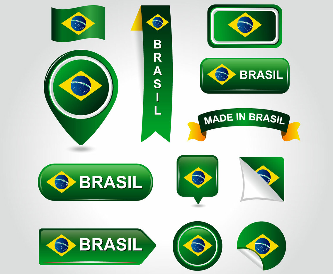 Set Of Brasil Element Flag Vector