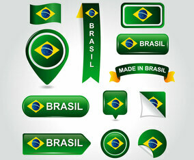 Set Of Brasil Element Flag Vector