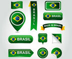 Set Of Brasil Element Flag Vector