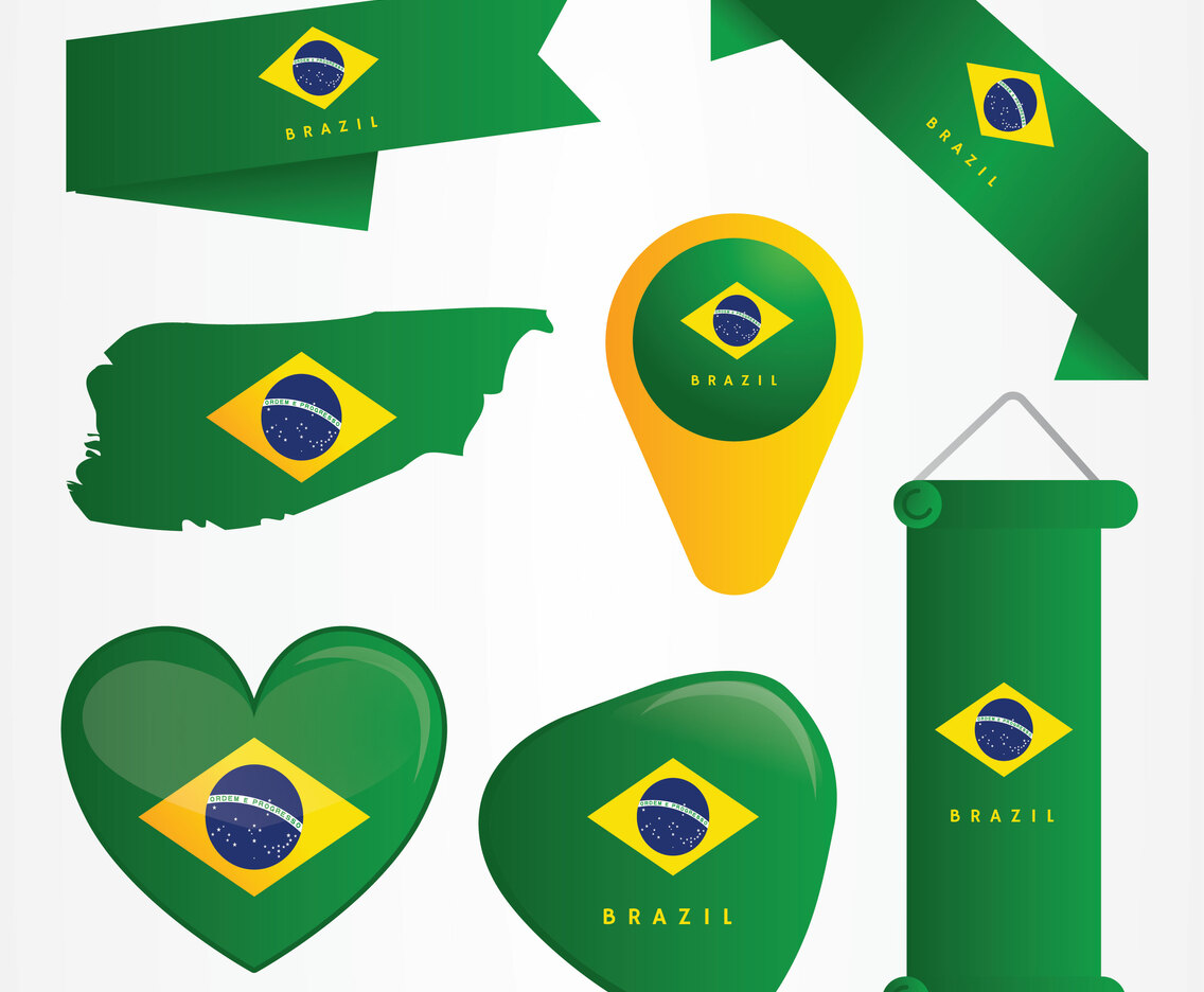 Brazil Flag Clipart Vector Pack
