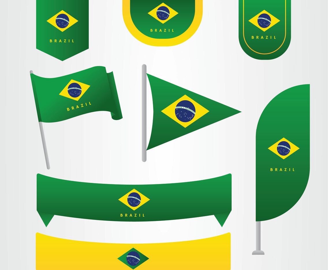Brazil Flag Clipart Vector Pack
