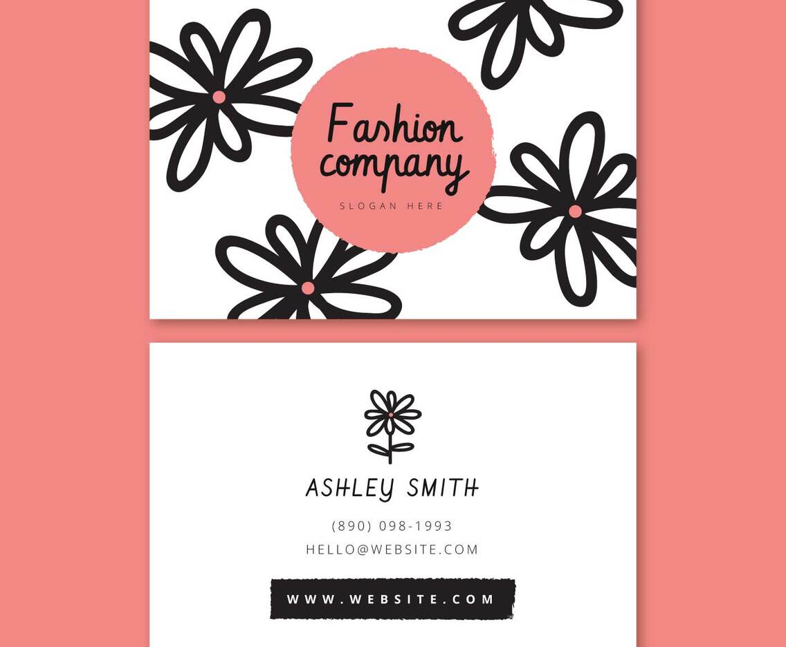 Pink Flower Business Card Template