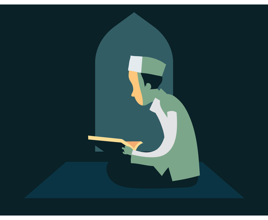 Muslim Boy Reading Al-Qur'an Vector