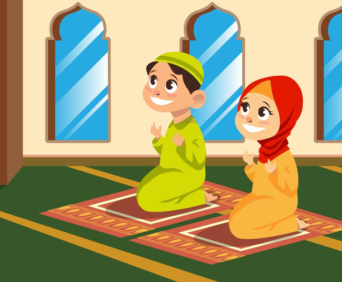 Muslim Children Pray In Mosque