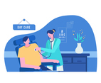 Doctor Checking For Healthcare In Clinic Vector Flat Illustration