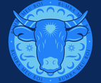 Blue Bumba Meu Boi Bull Badge with Dark Background