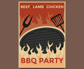 Retro BBQ Party Poster Vector