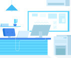 office illustration with flat color