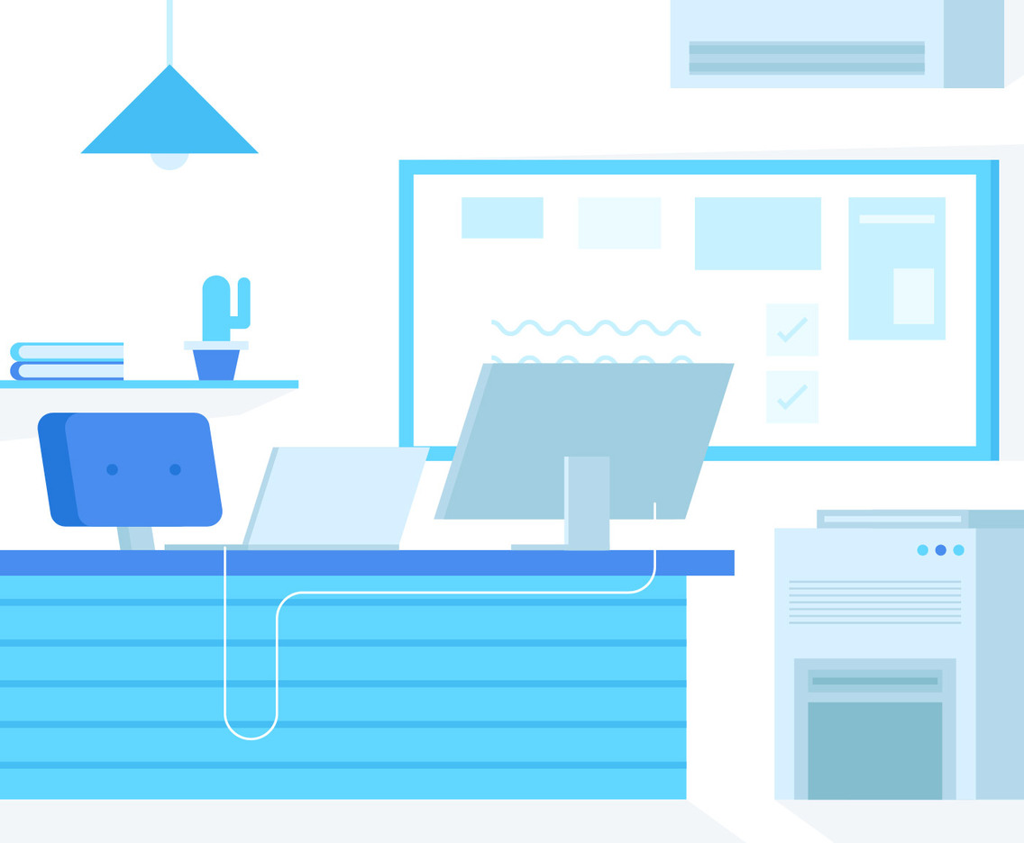 office illustration with flat color