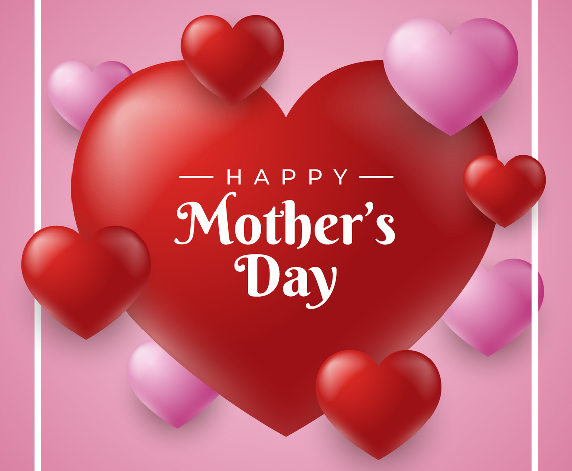 Happy Mother Day Hearts Card Background Vector Template