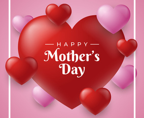 Happy Mother Day Hearts Card Background Vector Template
