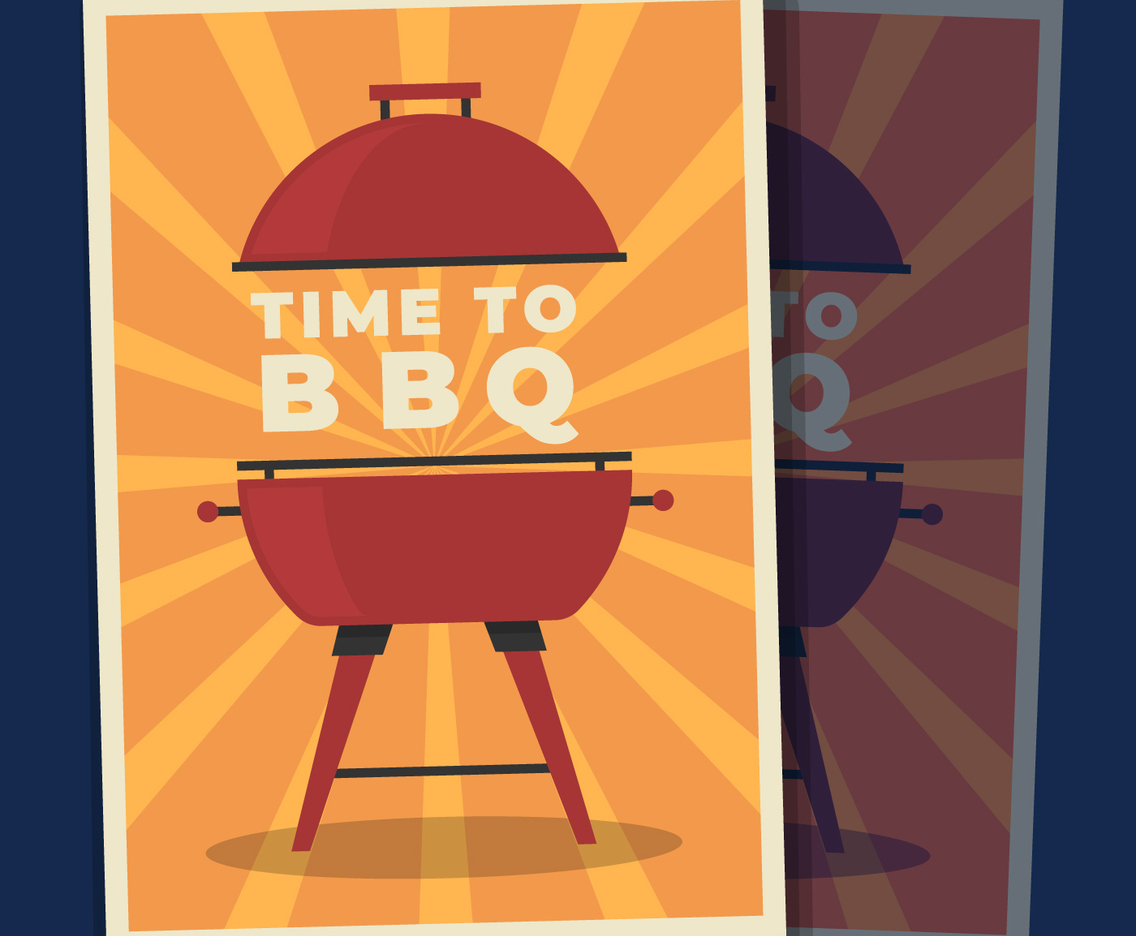 Grill Menu Barbecue On Orange Background Poster Illustration Template