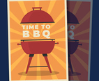 Grill Menu Barbecue On Orange Background Poster Illustration Template
