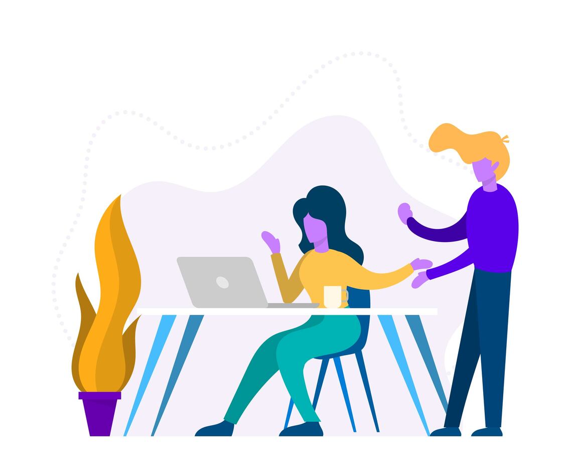 Flat Office Mates Scene Vector Illustration