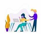 Flat Office Mates Scene Vector Illustration
